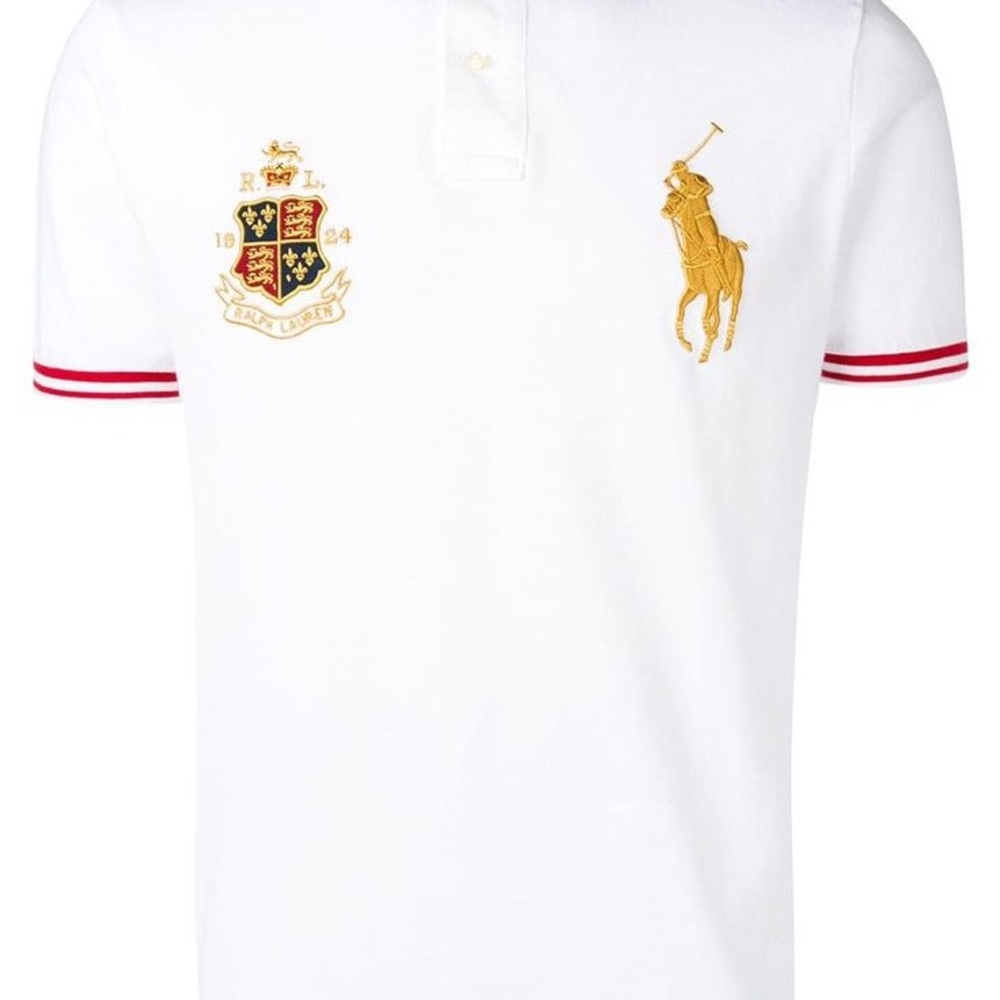 Polo Ralph Lauren Golden Logo Crest Polo White Classic Fit Men’s Size L